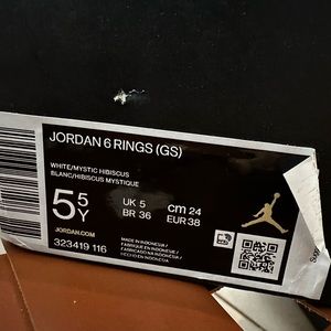 White and red brand new Jordans 6 rings size 5.5 Y
